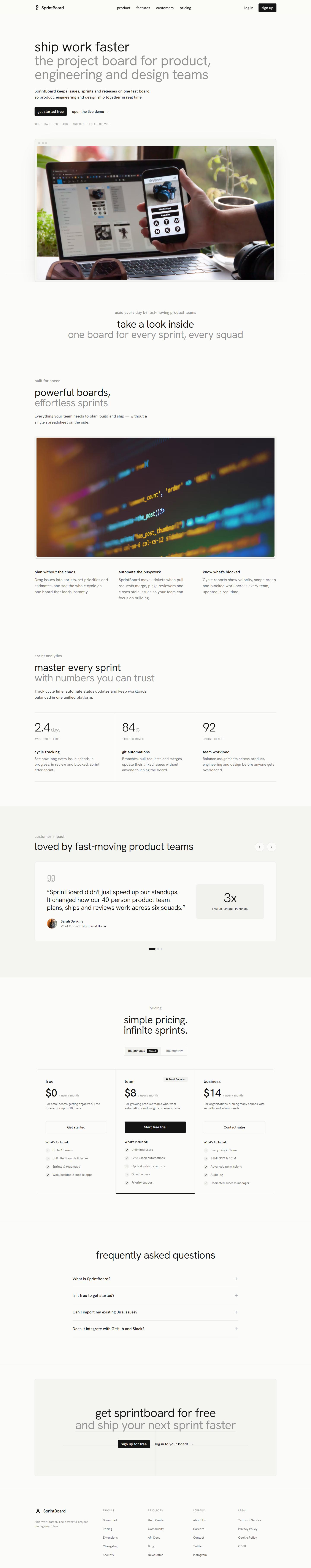 SprintBoard . Full page